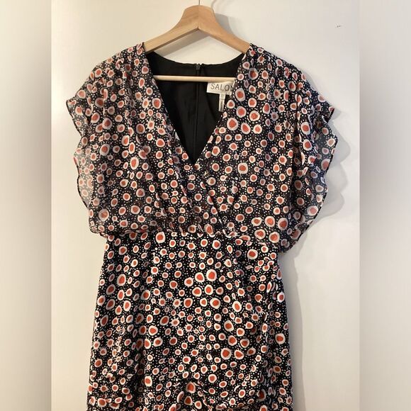 SALONI Brooke Batik Dot Dress Orange White Black Size M Women’s Designer Summer - Picture 7 of 15